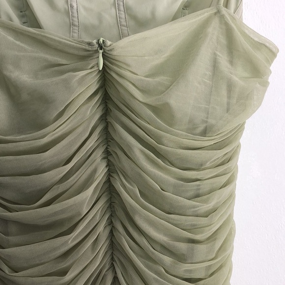 J.ING Womens Mini Dress Size M Green Pastel Sheer Cinched Cocktail Date Night - Picture 7 of 8